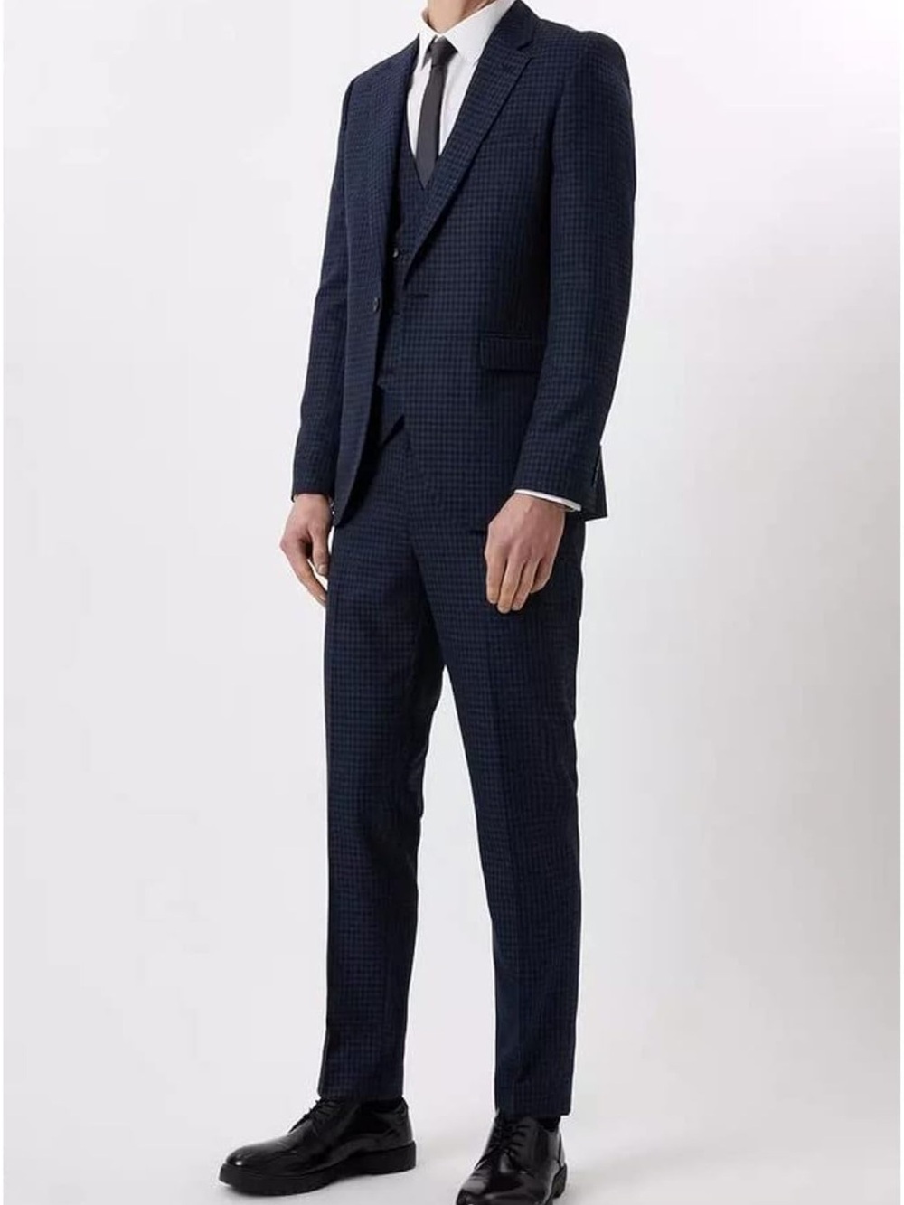Perry Ellis Portfolio Slim Fit Navy Black Check Dress Pants Men’s 34x30